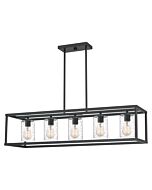 Quoizel Five Light Linear Chandelier New Harbor in Old Bronze