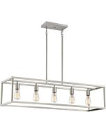 Quoizel New Harbor 5 Light 38 Inch Kitchen Island Light in Brushed Nickel