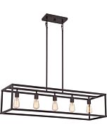 Quoizel New Harbor 5 Light Linear Pendant in Western Bronze