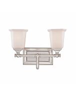 Quoizel Nicholas 2 Light Bathroom Vanity Light in Brushed Nickel