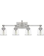 Quoizel Nicholas 4 Light Bathroom Vanity Light in Brushed Nickel