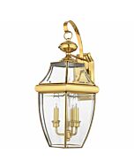 Quoizel Newbury 3 Light 12 Inch Outdoor Wall Lantern in Polished Brass