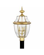 Quoizel Newbury 3 Light 13 Inch Outdoor Post Light in Polished Brass