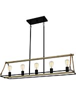 Quoizel Five Light Linear Chandelier Oak Park in Matte Black