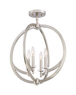 Quoizel Four Light SemiFlush Mount Orion in Brushed Nickel