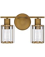 Isla 2-Light Bathroom Vanity Light in Weathered Brass