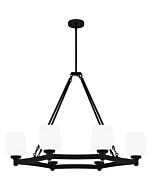 Quoizel Six Light Linear Chandelier Penning in Matte Black