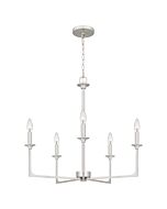 Quoizel Five Light Chandelier Prescott in Brushed Nickel