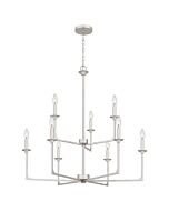 Quoizel Nine Light Chandelier Prescott in Brushed Nickel