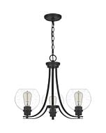 Quoizel Pruitt 3 Light 18 Inch Transitional Chandelier in Matte Black