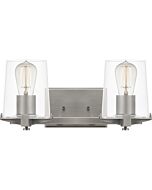 Perry 2-Light Bathroom Vanity Light in Antique Nickel