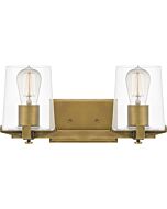 Perry 2-Light Bathroom Vanity Light in Weathered Brass