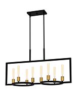 Quoizel Linear Chandelier 8-Light Island Chandelier in Matte Black