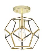 Quoizel One Light Semi Flush Mount Quoizel SemiFlush Mount in Polished Brass