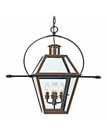 Quoizel Rue De Royal 4 Light 28 Inch Outdoor Hanging Light in Aged Copper