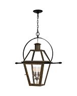 Quoizel Four Light Outdoor Hanging Lantern Rue De Royal in Industrial Bronze