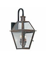 Quoizel Rue De Royal 2 Light 11 Inch Outdoor Wall Light in Aged Copper