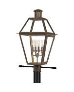 Quoizel Four Light Outdoor Post Mount Rue De Royal in Industrial Bronze