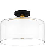 Quoizel Two Light Semi Flush Mount Rowland in Matte Black