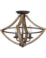 Quoizel Shire 3 Light 17 Inch Ceiling Light in Rustic Black