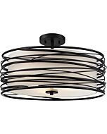 Quoizel Three Light SemiFlush Mount Spiral in Mystic Black