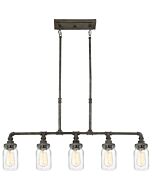 Quoizel Squire 5 Light Linear Pendant Light in Rustic Black