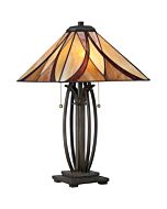 Quoizel Asheville 25 Inch Tiffany Table Lamp in Valiant Bronze