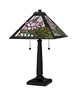 Tiffany 2-Light Table Lamp in Matte Black