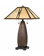 Quoizel Fulton 27 Inch Tiffany Table Lamp in Wood Finish