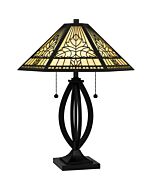 Quoizel Two Light Table Lamp Tiffany in Matte Black