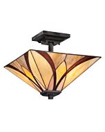 Quoizel Asheville 2 Light 14 Inch Ceiling Light in Valiant Bronze