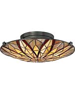 Quoizel Victory 2 Light 16 Inch Ceiling Light in Valiant Bronze