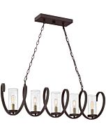 Quoizel Five Light Island Chandelier Tumult in Western Bronze