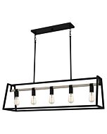 Quoizel Five Light Linear Chandelier Tippet in Matte Black