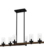 Quoizel Six Light Linear Chandelier Tuthill in Matte Black