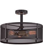 Quoizel Union Station 3 Light 16 Inch Ceiling Light in Western Bronze